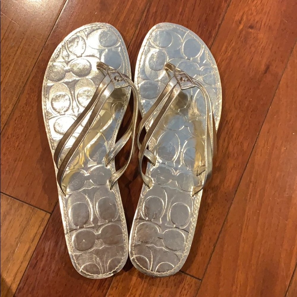 Coach gold metallic sandals